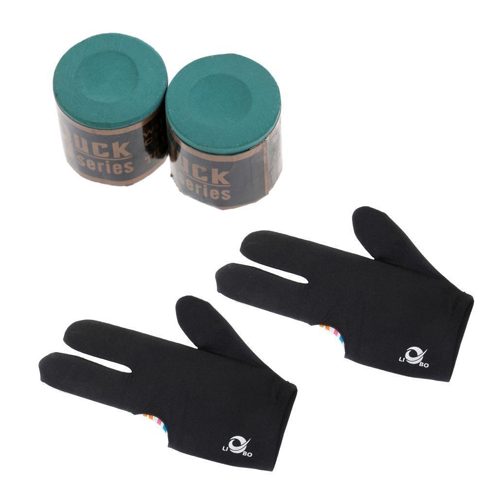 3 Finger Pool Shooters Snooker Billiard Cue Glove + Billiard Chalk