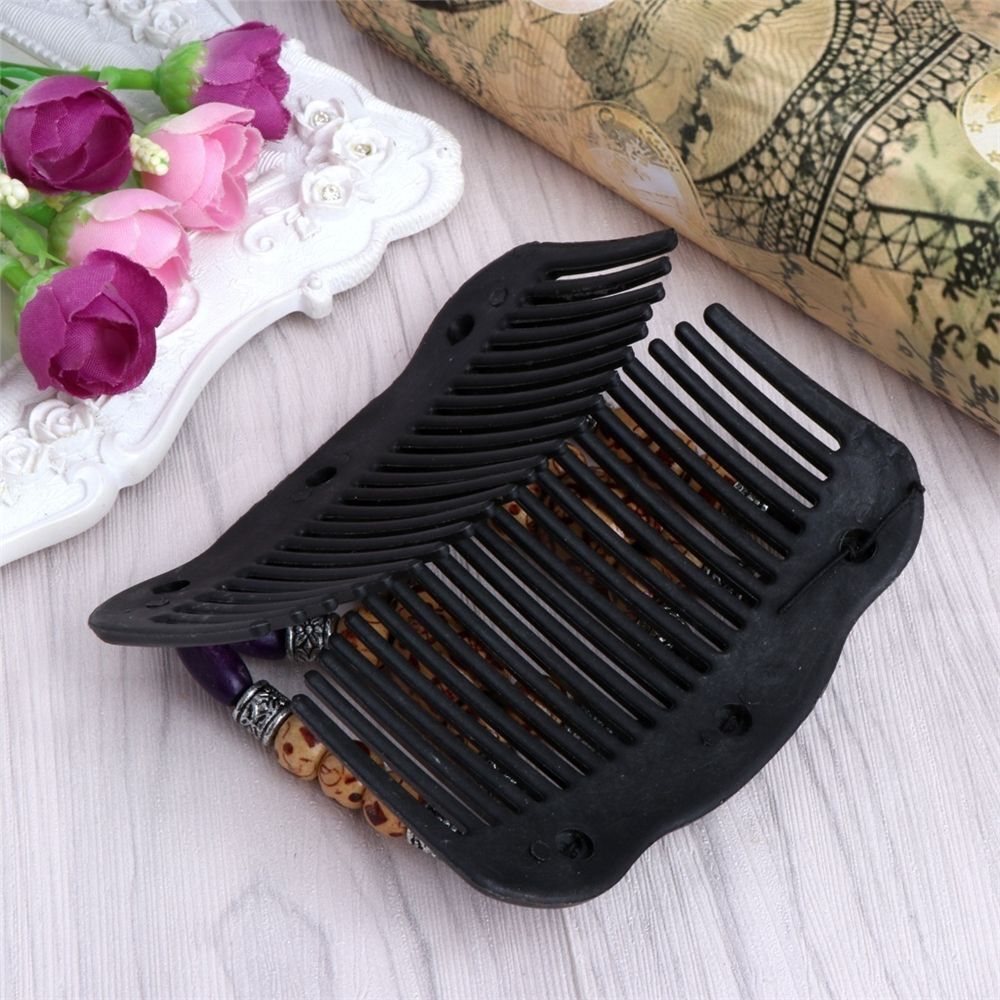 Flower Hair Accessories  Women Clip Magic Double  Wood Beads Hair Comb