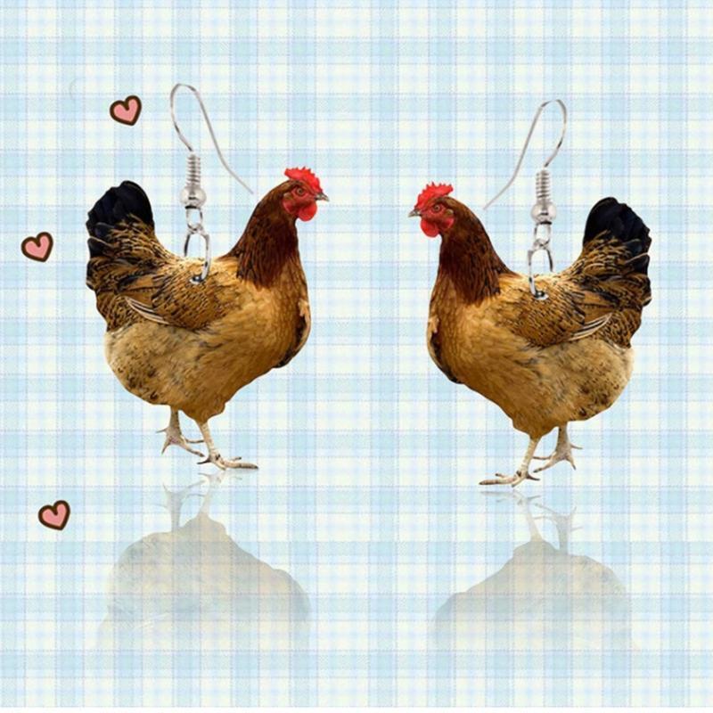 Explosive Simulation Metal Animal Chicken Earrings Studs Earrings Ear Jewelry