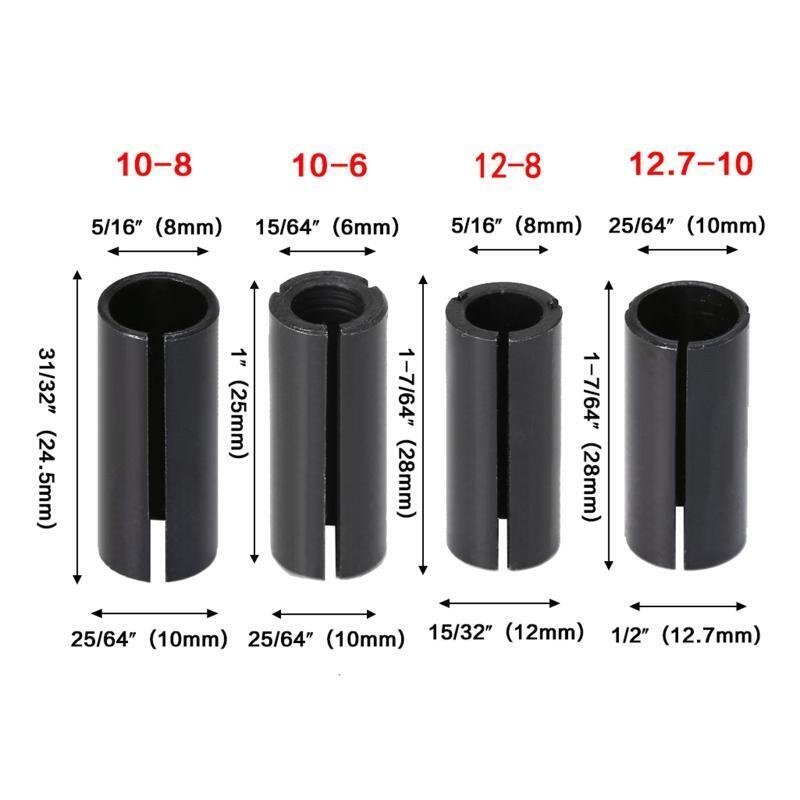 9x CNC Router Bit Adapter Collet Adapter Chuck Collet Shank Milling Cutter Tools