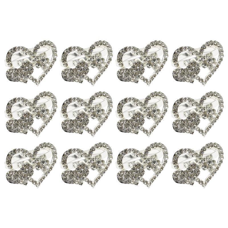 Set of 12 Valentine Napkin Ring Holders Heart Love Napkin Buckles for Wedding