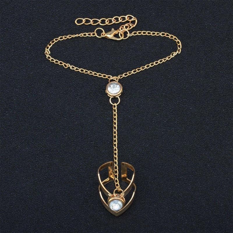 Geometric Bracelet Adjustable Chain Rhinestone Alloy Ring Bracelet for Women