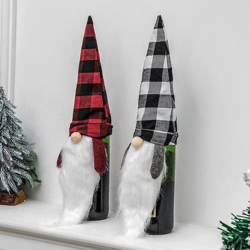 6Pcs Xmas Gnomes Wine Bottle Topper Holiday Xmas Dining Table Party Decorations