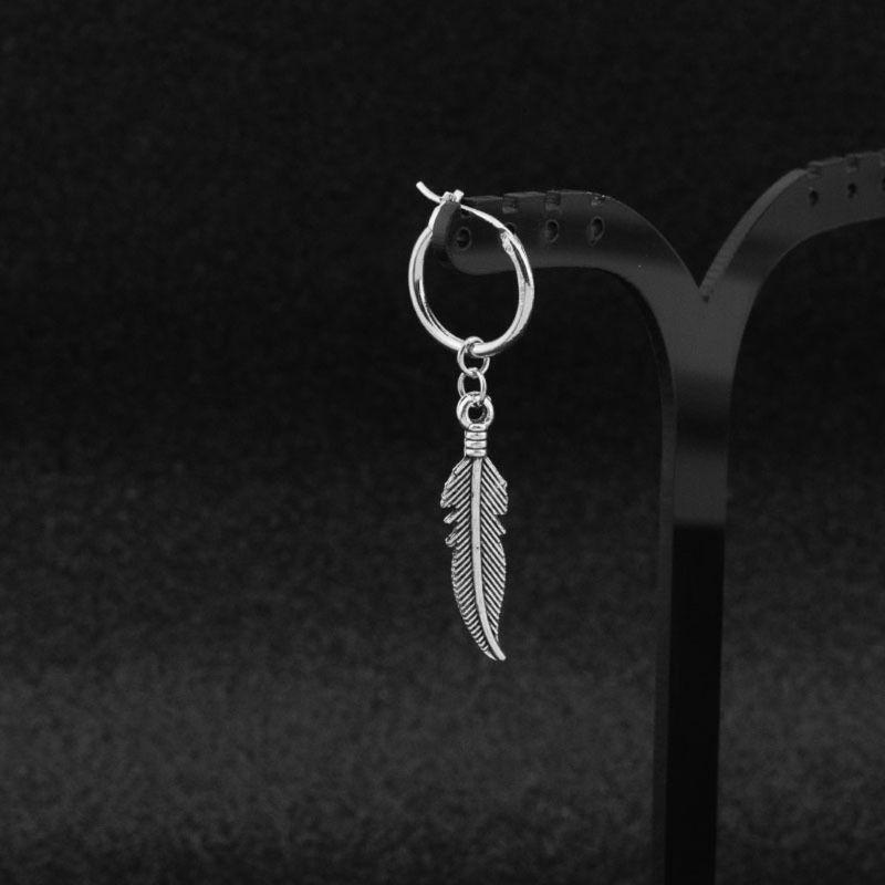Titanium Steel Dangle Earrings Feather Leaves Pendant Earrings Birthday Gift Ins