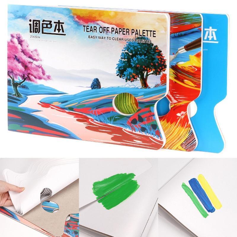 Disposable White Palettes Papers Pad for Oil Acrylic Watercolor Gouache 30 Sheet