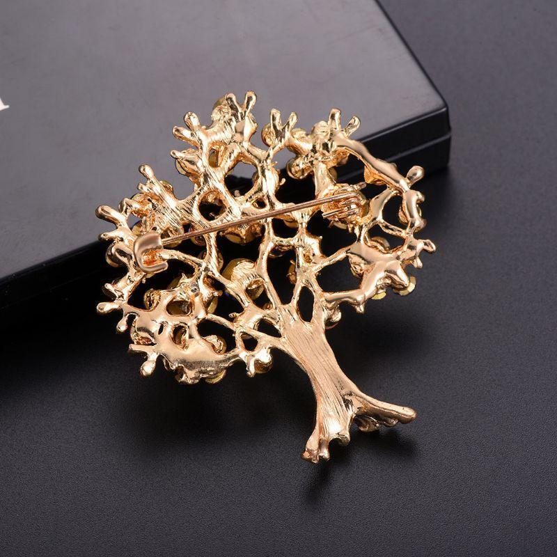 Tree Brooch Rhinestone Decorative Charms Jewelry Badge Banquet Suit Scarf Pins
