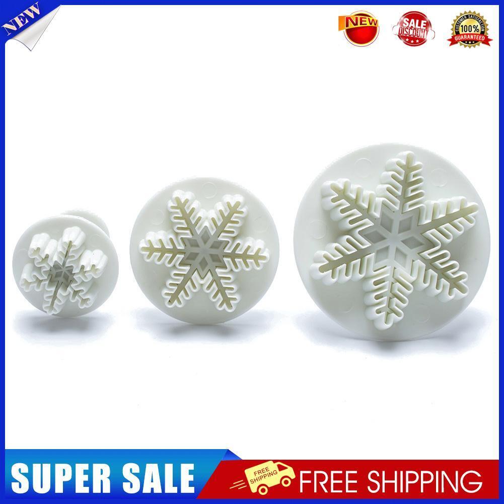 3pcs Snowflake Embossed Mould Fondant Cake Decoration Mold DIY Baking Tools