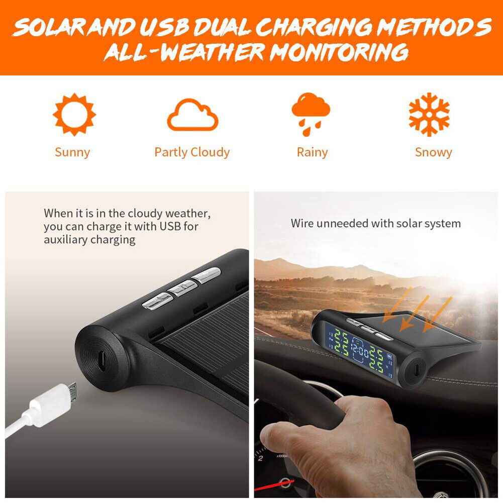 AN-01D Car Solar TPMS Clock Auto Tyre Pressure Monitoring System (External)