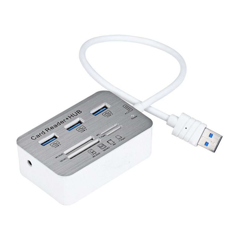 3 Ports 3.0 USB HUB Combo Mini Portable USB Splitter with High Speed Card Reader
