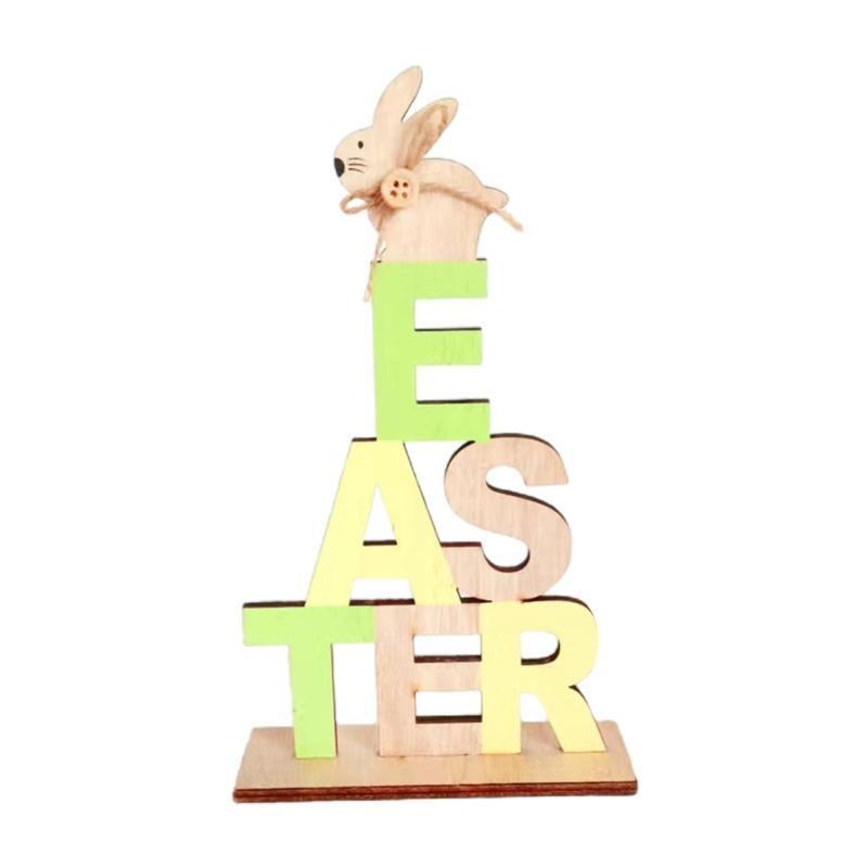 Easter Wooden Ornament Stackable Letters Bunny Wood Art Crafts Ornament