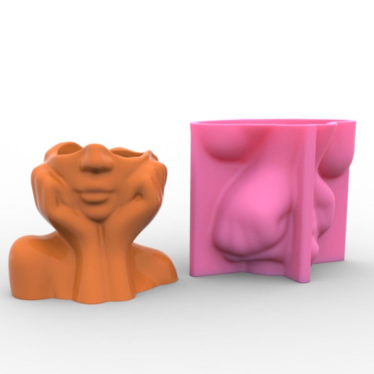 Human Head Silicone   Handmade Craft  Pot Clay Moulds