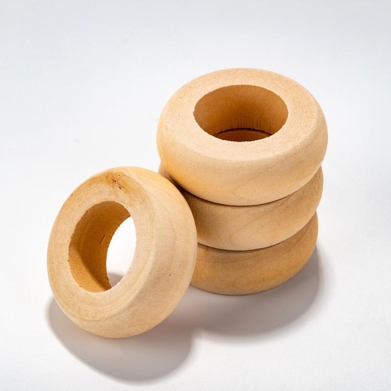 10 Pcs Natural Wooden Serviette Holders Napkin Rings Set Round Serviette Rings