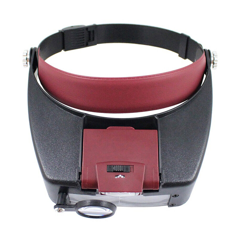 10X Headband LED Magnifying Glasses Magnifier Loupe Jewelry Reading (Red)