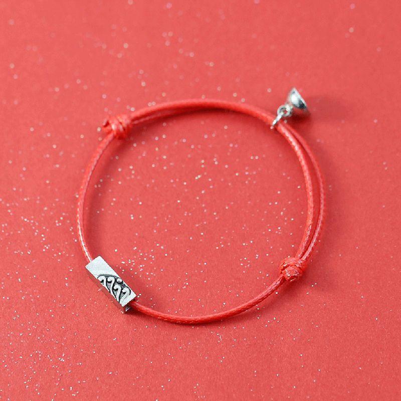 2Pcs Friendship Rope Braided Distance Couple Magnetic Bracelet Kit Lover Jewelry