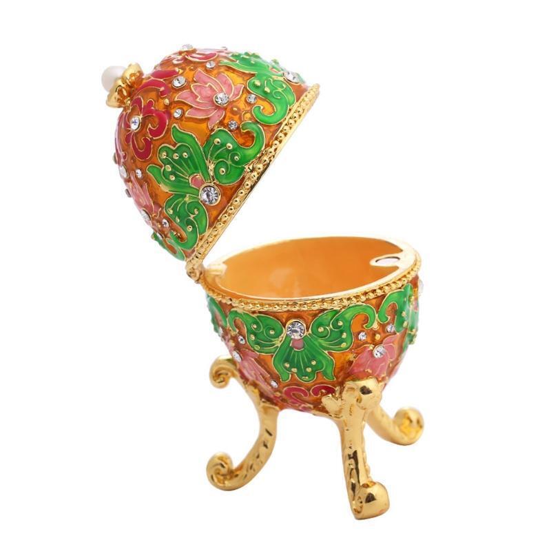 Trinket Box with Enamel & Sparkling Rhinestones for Jewelry Luxurious Home Decor