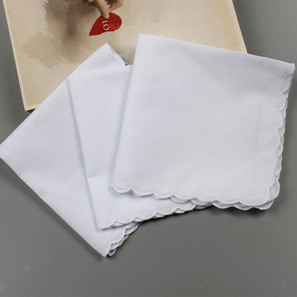 12x  Plain White Hankie Ladies Wedding  Square Hanky Bulk