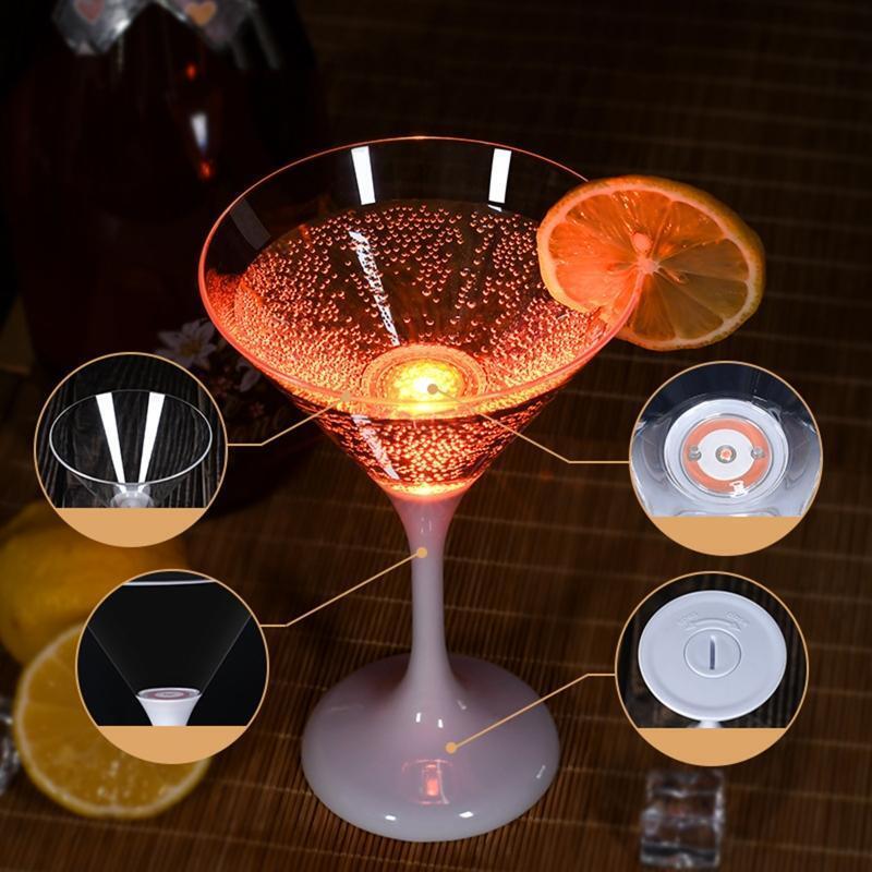 6 pcs LED Light Up Flashing Wine-Goblet Wine Glasses Gift Exquisite Workmanship
