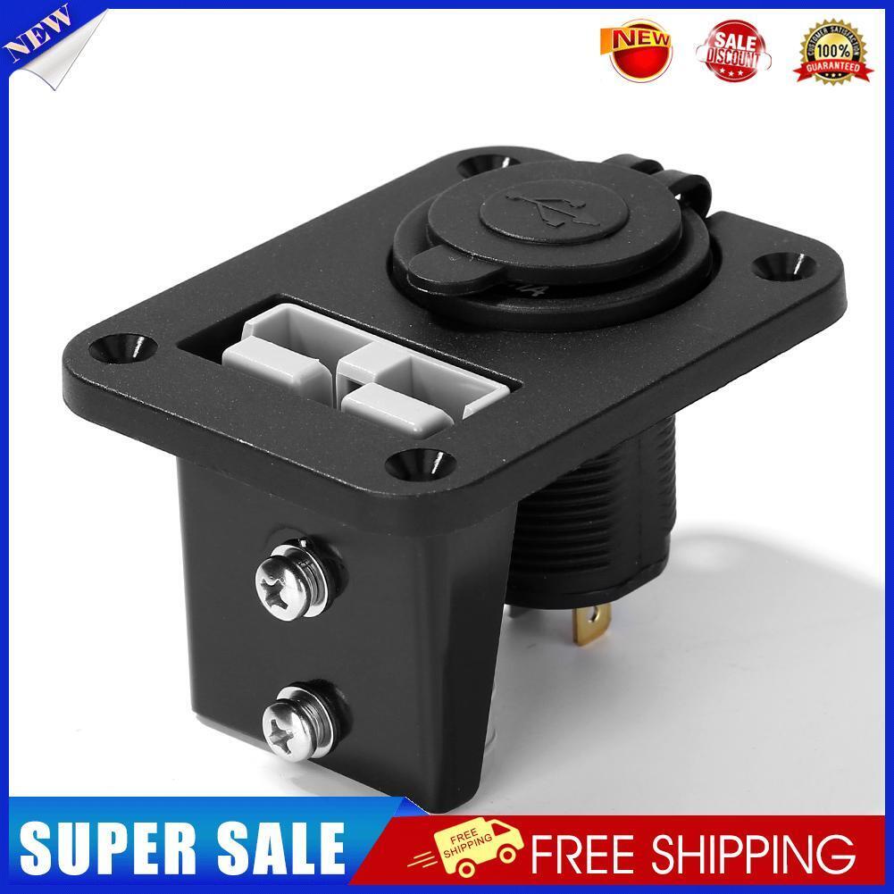 Blue LED Dual USB Charger Anderson Socket Panel for Boat Marine RV Camper