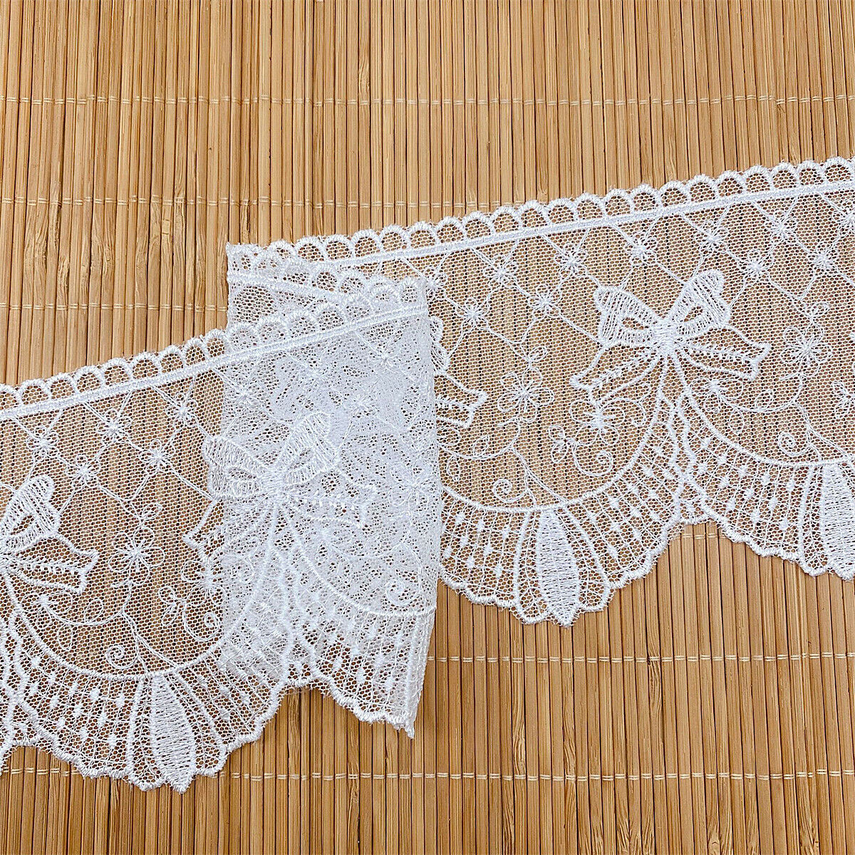 1Yd White Net Yarn Embroidered Lace Trim Ribbon Fabric DIY Sewing Clothing Craft