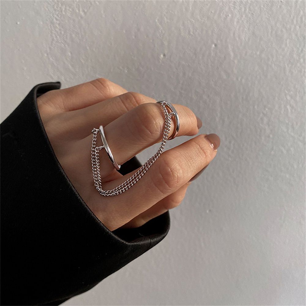 Wedding Birthday Gifts Punk Rock Chain Ring Jewlery Accessories Two-Finger Ring
