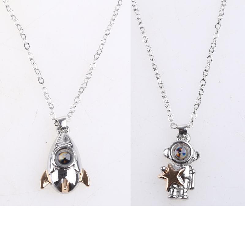 2 PCs Spaceman Couple Necklace Birthday Valentine's Day Gift for Girlfriend
