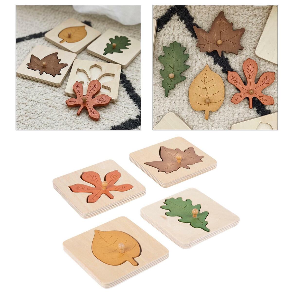 Wooden Jigsaw Leaf Puzzle Busyboard for Sycamore Kindergarten Teaching Tools