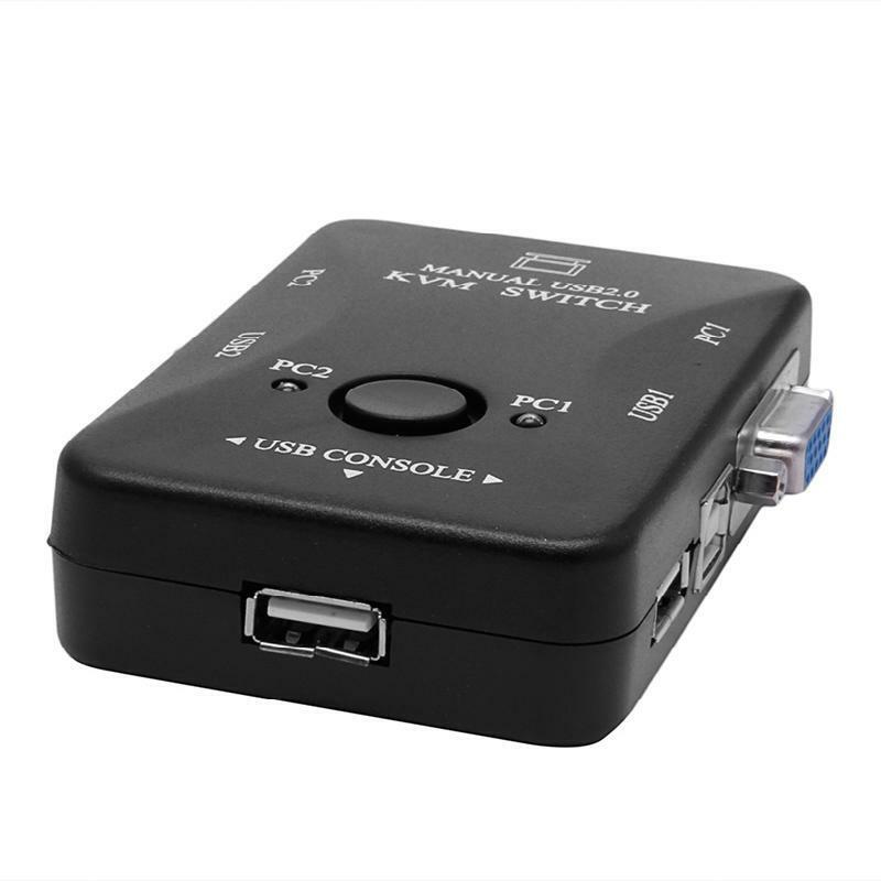 2 Port USB 2.0 KVM VGA Switch Box for 2 PC Printer Mouse Keyboard Monitor Manual