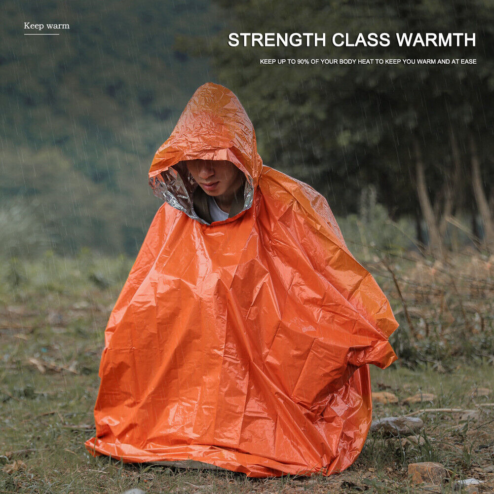 Waterproof Hooded Rain Poncho Raincoat Outdoor Hiking Bike Cycling Rainwear