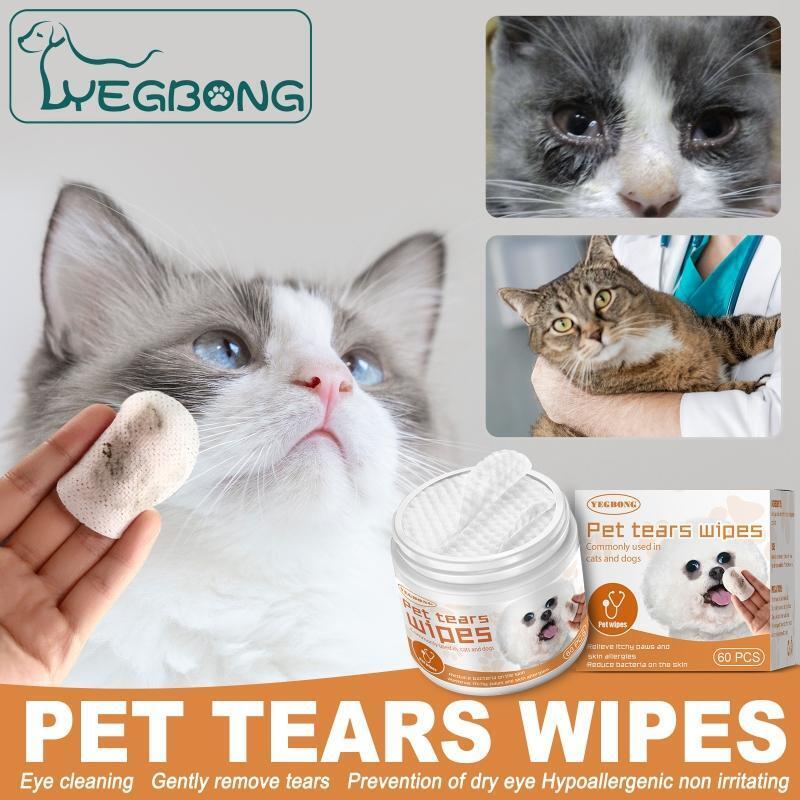 Pet Eye Wipes for Dogs and Cats Add Natural Plant Extracts 60-Count Soft Pads