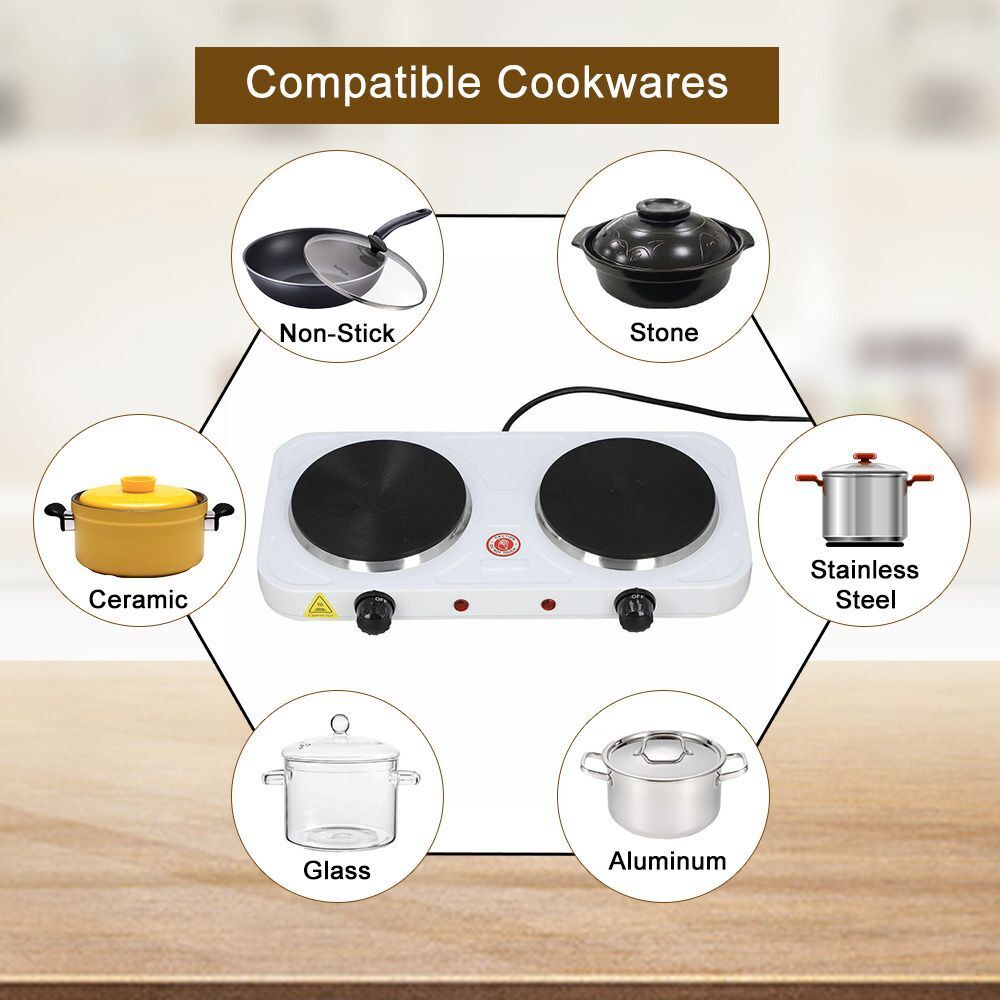 Adjustable Travel Hotplate Double Burner Frying Pan Electric Hot Plate Stove