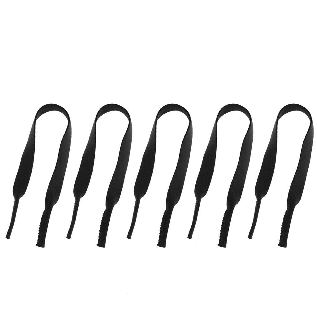 5pcs Neoprene Eyewear Sunglasses Glasses Neck Cord Retainer -Black