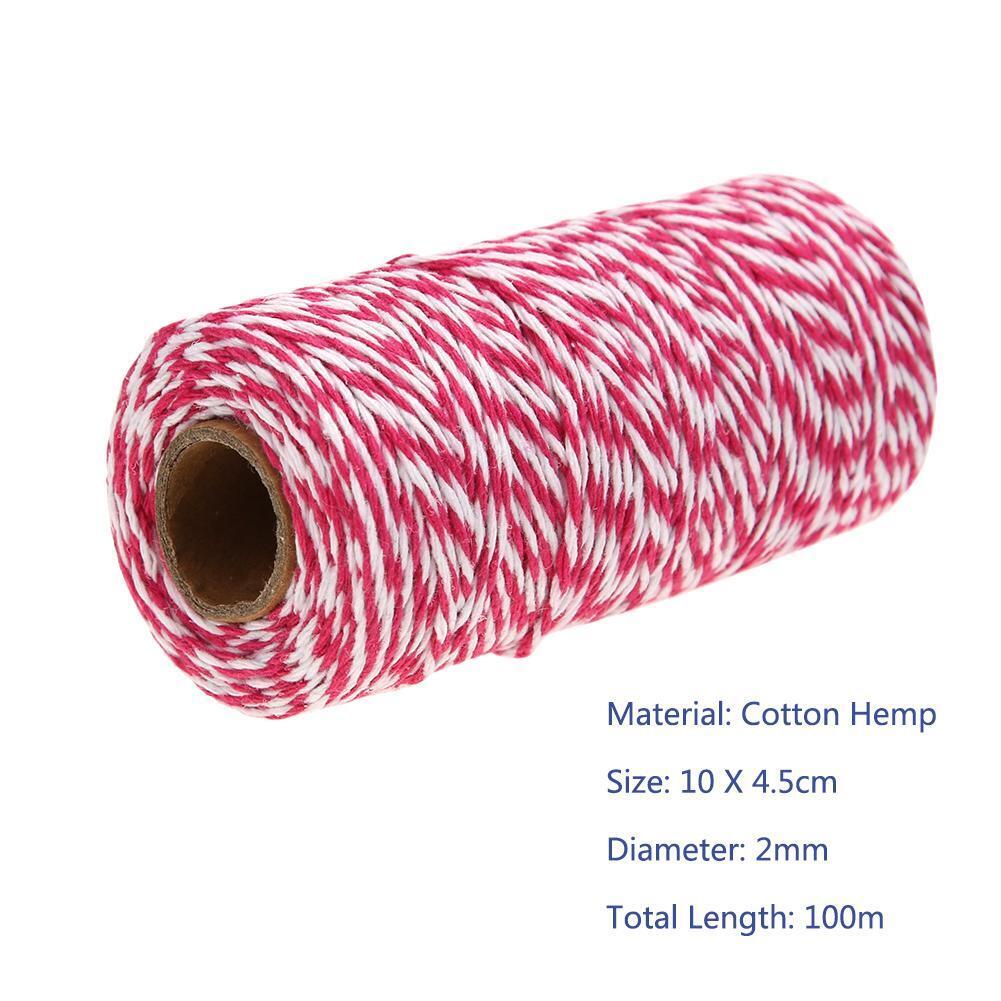 1 Roll 100 Meters 2Ply Cotton Twine DIY Weaving Handmade Craft Rope (Rose)