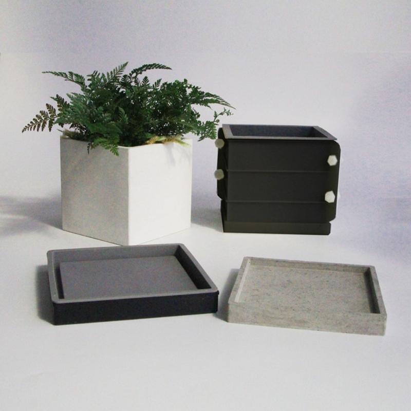 10cm Square Double-layer Flower Pot Mould + Double-layer Tray Mould Set