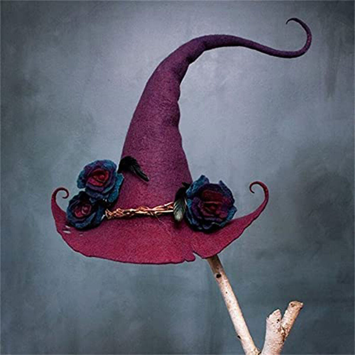 Halloween Party Felt Witch Hat Adjustable Party Witch Hat Prop (Red)