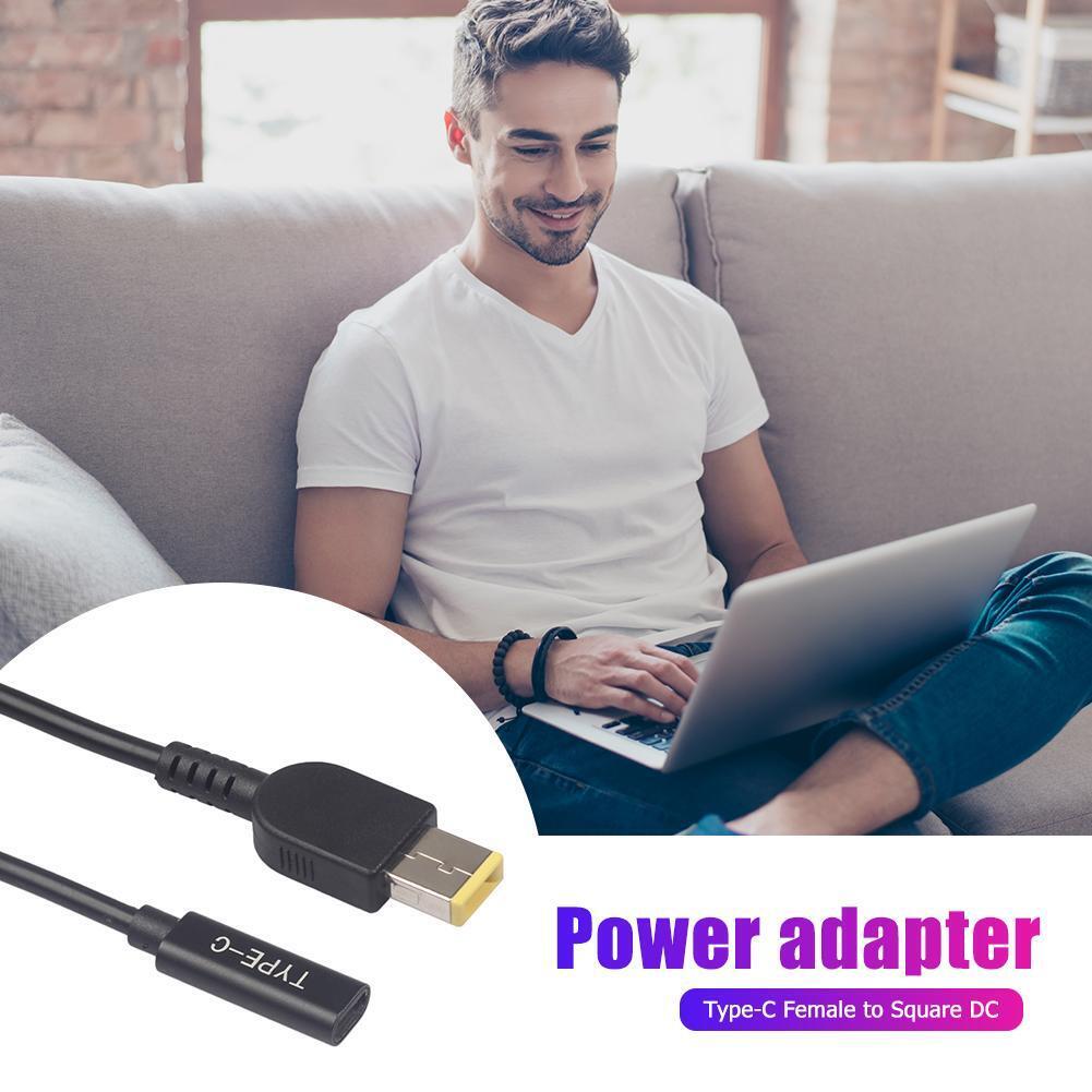 Type-C Female to Square DC Male Plug PD Charging Cable for Lenovo Thinkpad