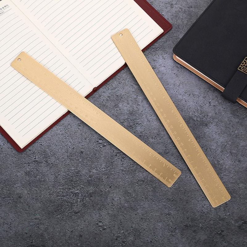 30cm Brass Straight Ruler School Kids Gift Measuring Tool for Students Wokers