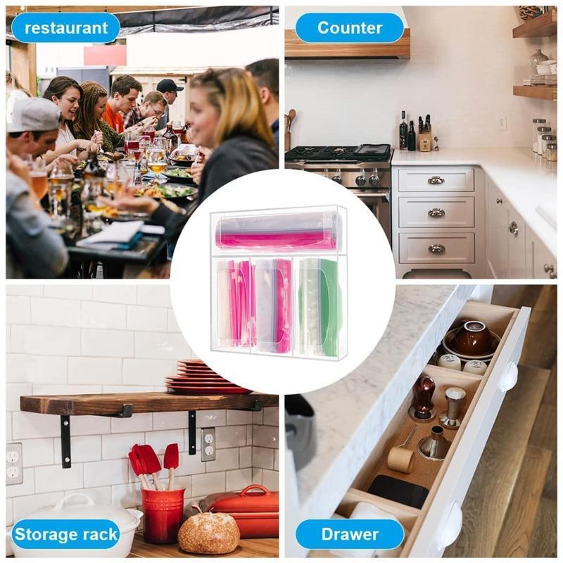 Acrylic Ziplock Bag Storage Box Dispenser Food Storage Bag Case Organizer