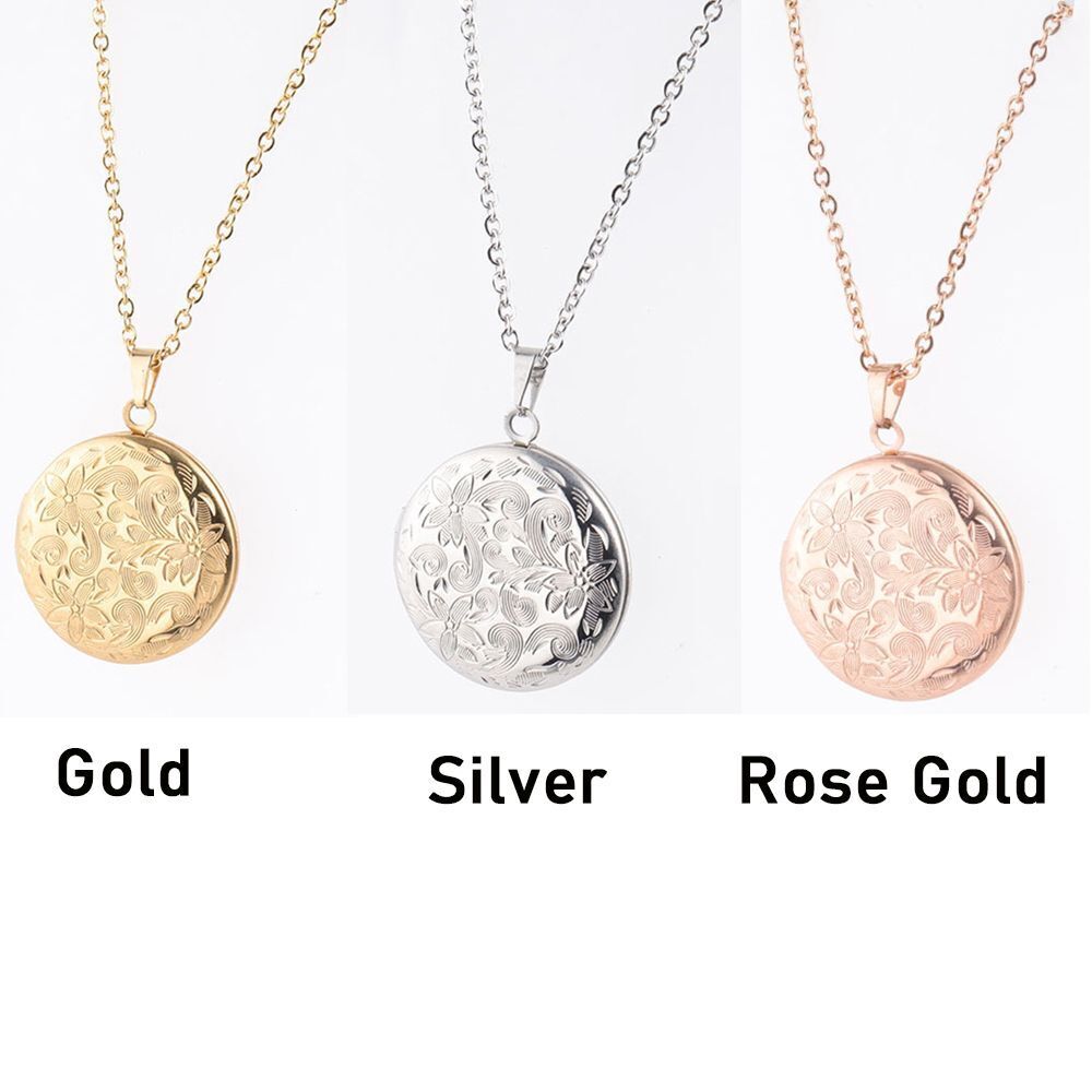 Carving Friend Jewelry Necklace Pendant Photo Picture Locket Round Shaped