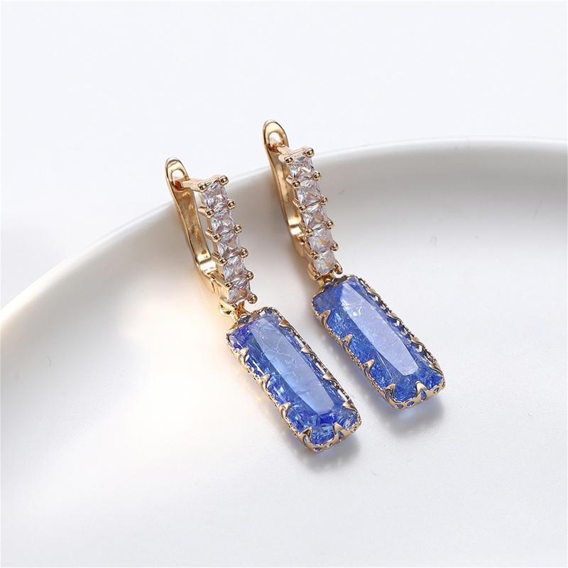 Handmade Cute Alloy Tourmaline Drop Earrings Jewelry Delicate Earrings