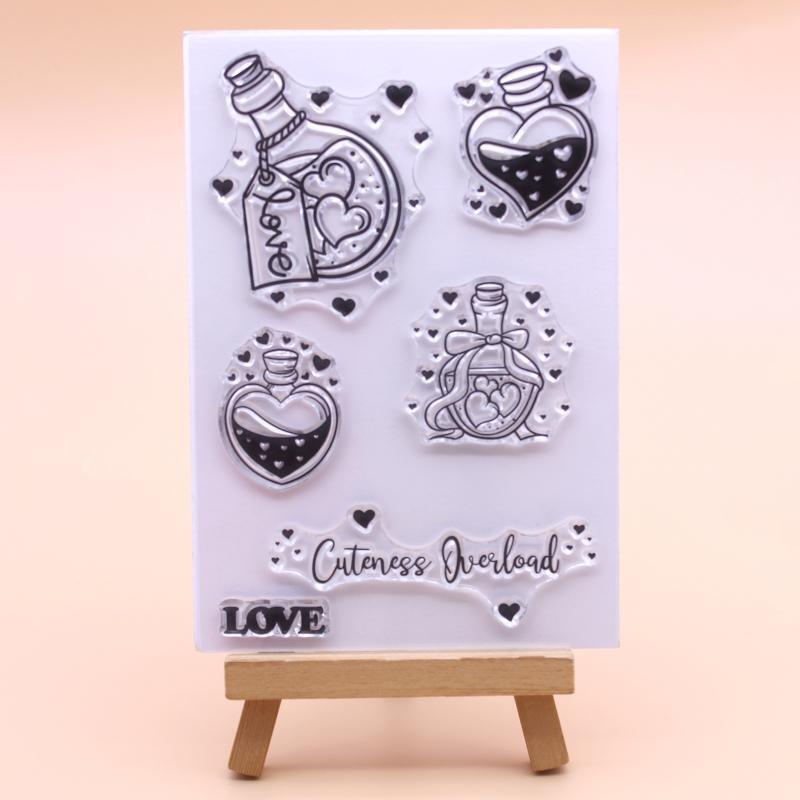 Drifting Bottle Love Heart Clear Stamp Seal Handmade Crafts Embossing Decor