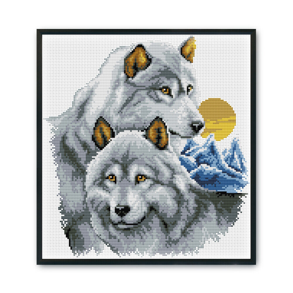 Cross Stitch Kits Printed DIY Embroidery 11CT Stamped (1070 Two Wolves)