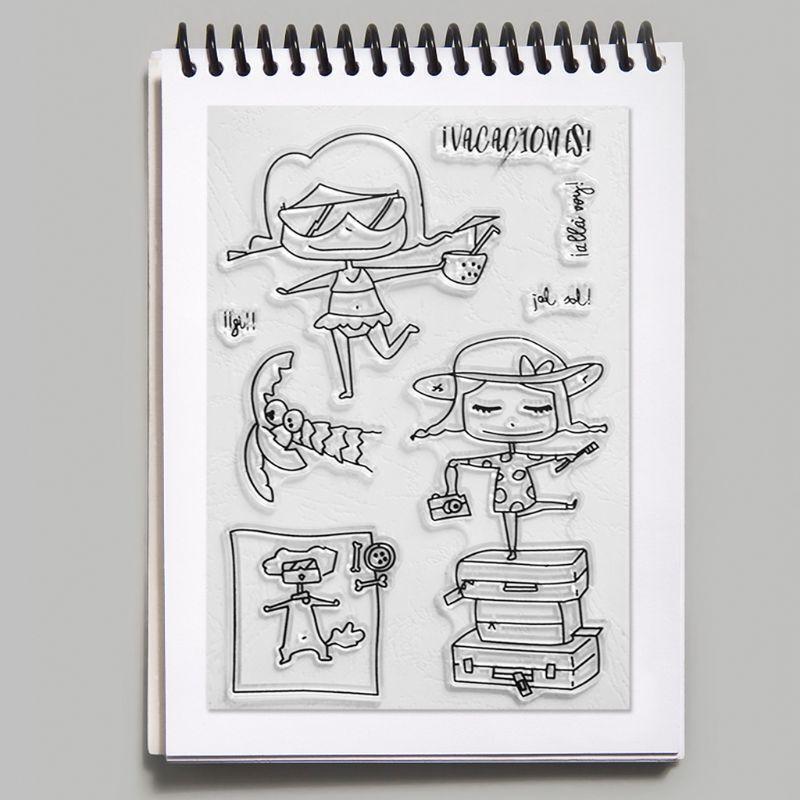 Travel Girl Silicone Clear Seal Stamp DIY Scrapbooking Embossing Photo Album Art
