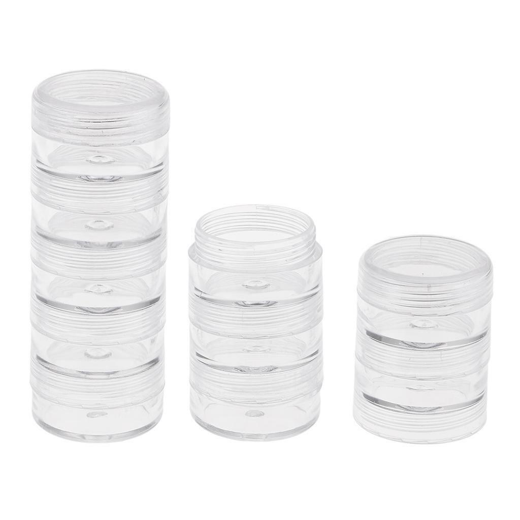 30Box Clear Round Plastic Stackable Containers Box Jar Organizer for Diamond