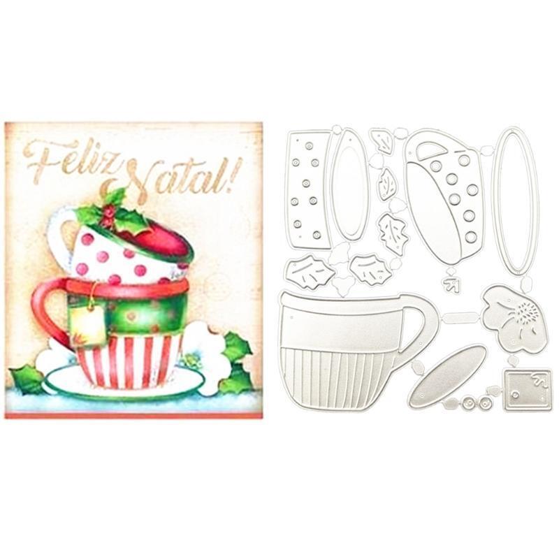 Cup Mug Metal Cutting Dies Stencil DIY Scrapbook Album Paper Card Template Mold