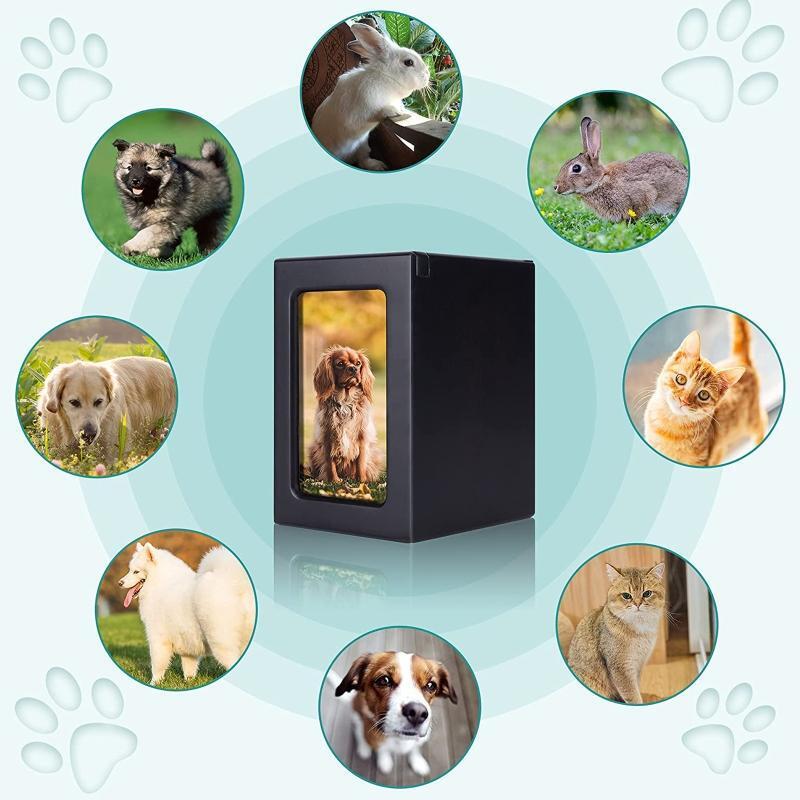 Dog Urns for Ashes Pet Urn Wooden Memorial Box with Memory Photo Frame Picture