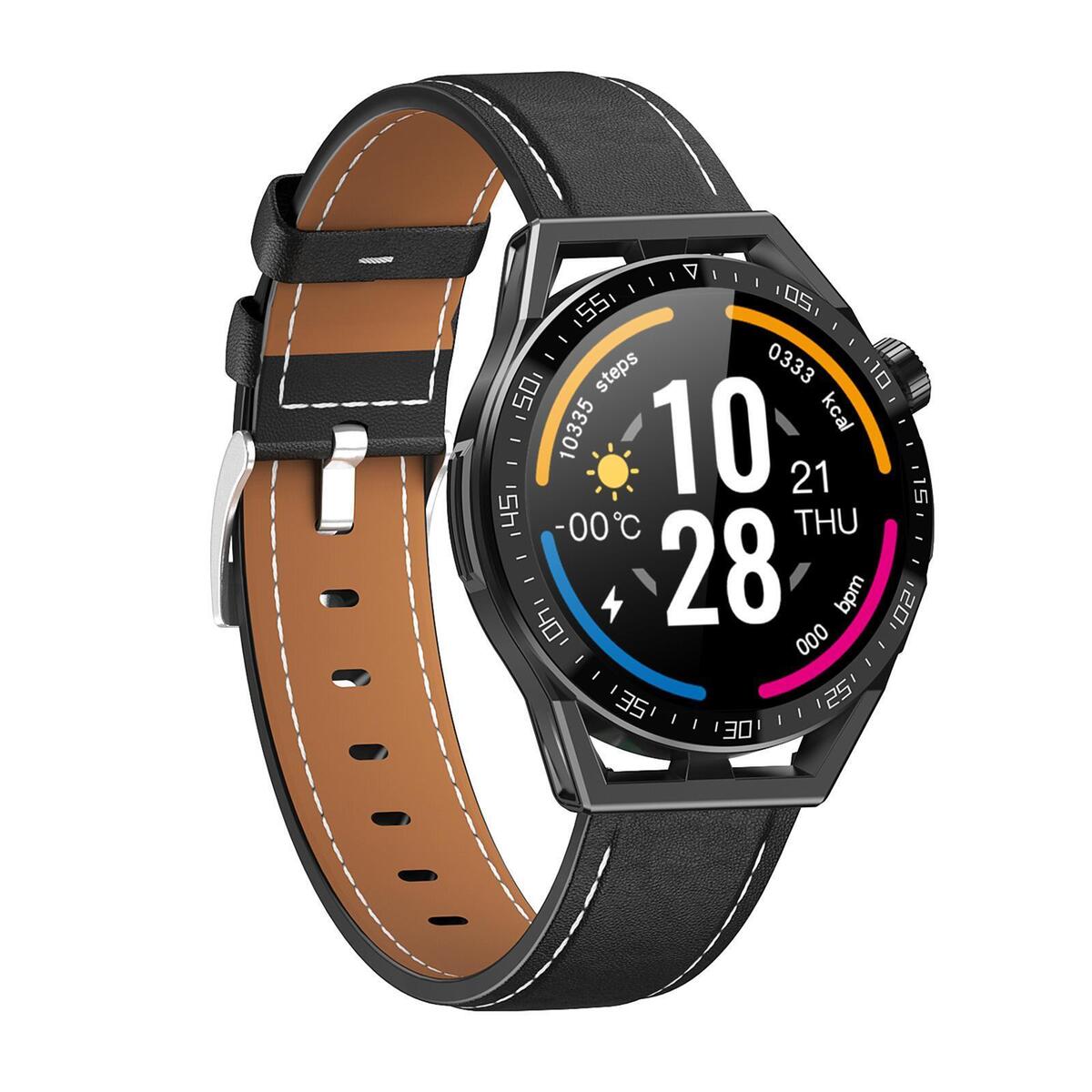 Watch with Slot Waterproof Sleep Tracking Black PU Strap
