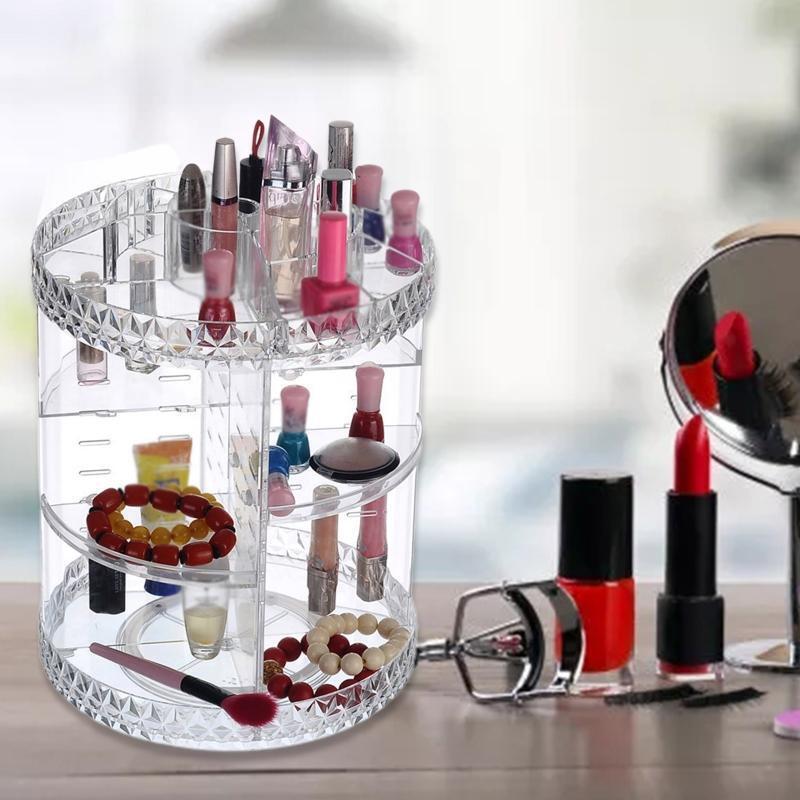 Rotating Makeup Organizer Multi Layers Cosmetic Storage Shelf Brush Holder Rack