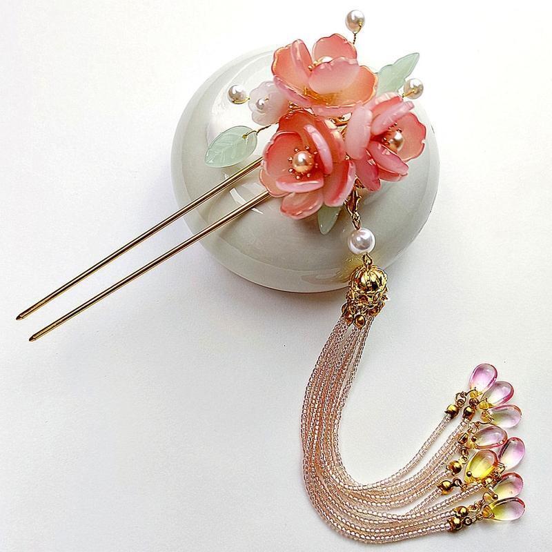 Beaded Tassel Hairpin Women Girls Hair Stick Bridal Headwear Decorative Jewelry