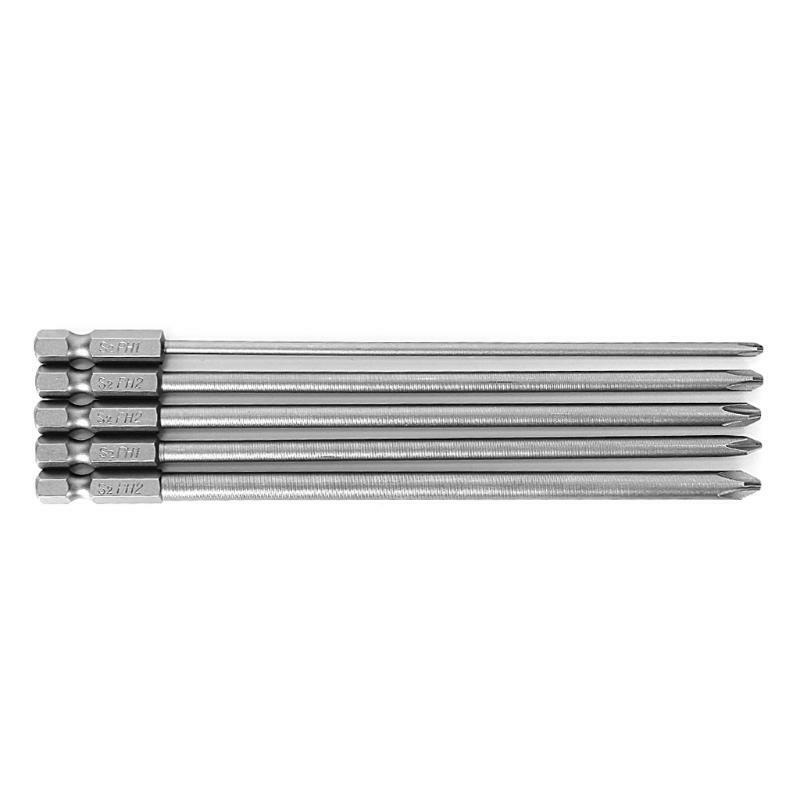 5 Pcs 1/4'' 150mm Long S2 Magnetic Cross Head PH1 PH2 Electric Screwdriver Bit