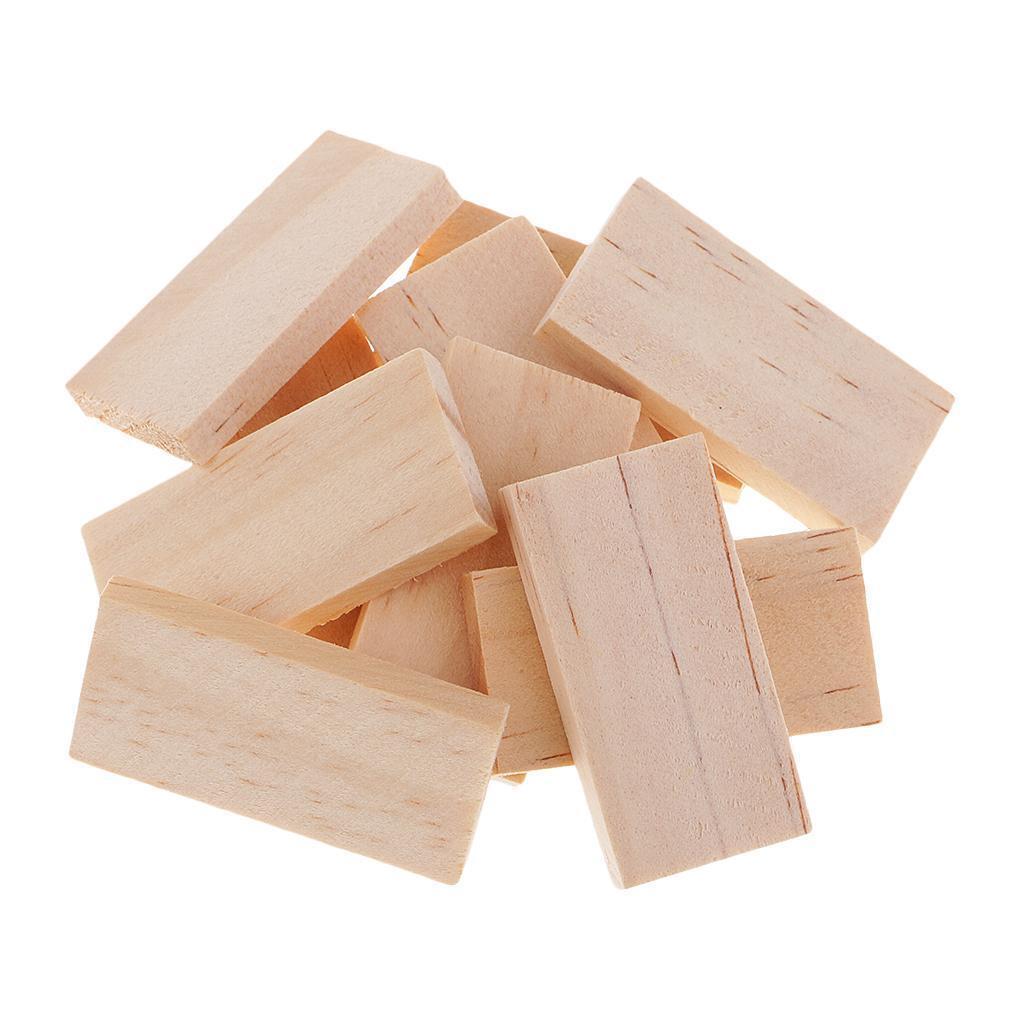 10pcs Rectangle Wood Wooden Shapes Plaque for Kids Handmade DIY Craft 4x2cm
